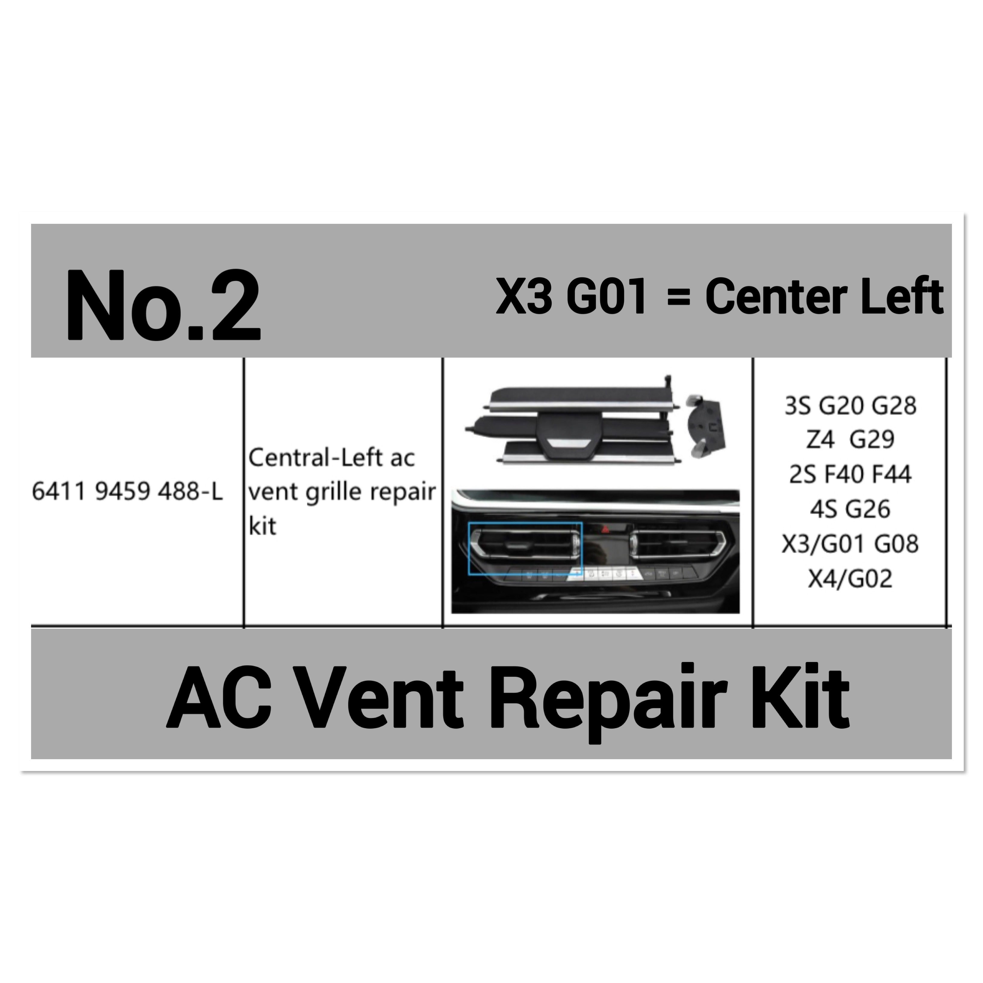 Center Left AC Conditioner Air Vent Grill Outlet Tab Clip Repair Kit 64119459488 Compatible With BMW 1 Series F40 & 3 Series G20 G28 & 4 Series G26 & X3 G01 & X4 G02 & Z4 G29 Tag-ACR-02