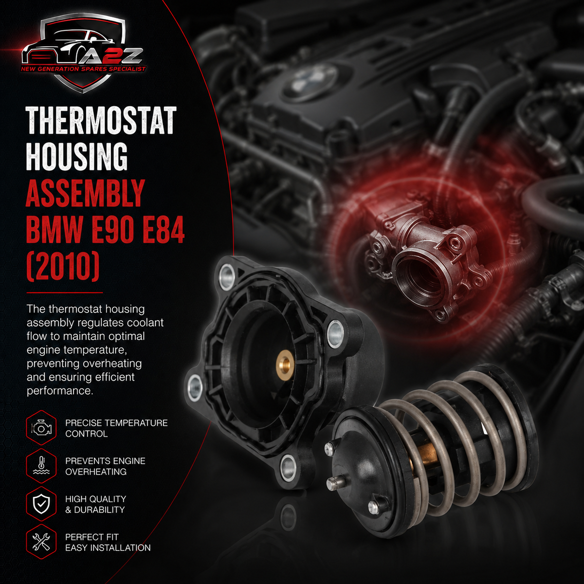 Thermostat Housing Assembly 11517805191 11517805192 Compatible With BMW 3 Series E90 & 5 Series E60, X1 E84  Tag-E-96