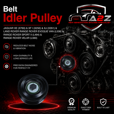 Belt Idler Pulley 4R8Q19A216AC C2C22802 LR057467 Compatible with JAGUAR XE (X760) & XF I (X250) & XJ (X351) & LAND ROVER RANGE ROVER EVOQUE VAN (L538) & RANGE ROVER SPORT II (L494) & RANGE ROVER VELAR (L560) Tag no : 1