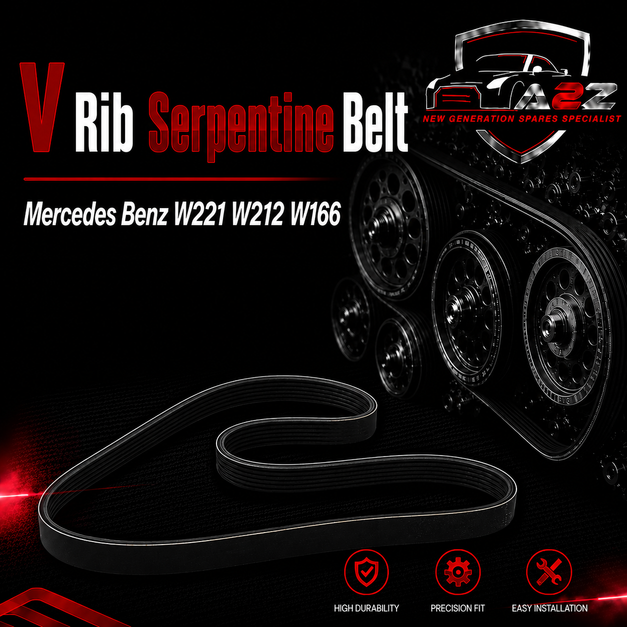 V-Ribbed Serpentine Belt 0029930996 Compatible With Mercedes Benz W221 W212 W166
