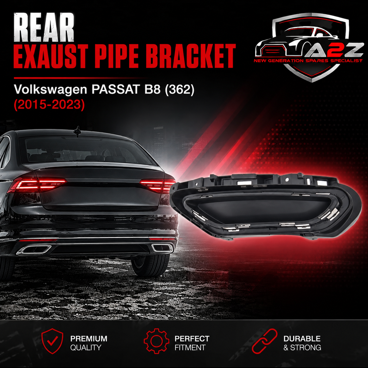 Rear Exaust Pipe Bracket Left 3GD807055A Right 3GD807056A Compatible With Volkswagen PASSAT B8 (362) Tag No.305