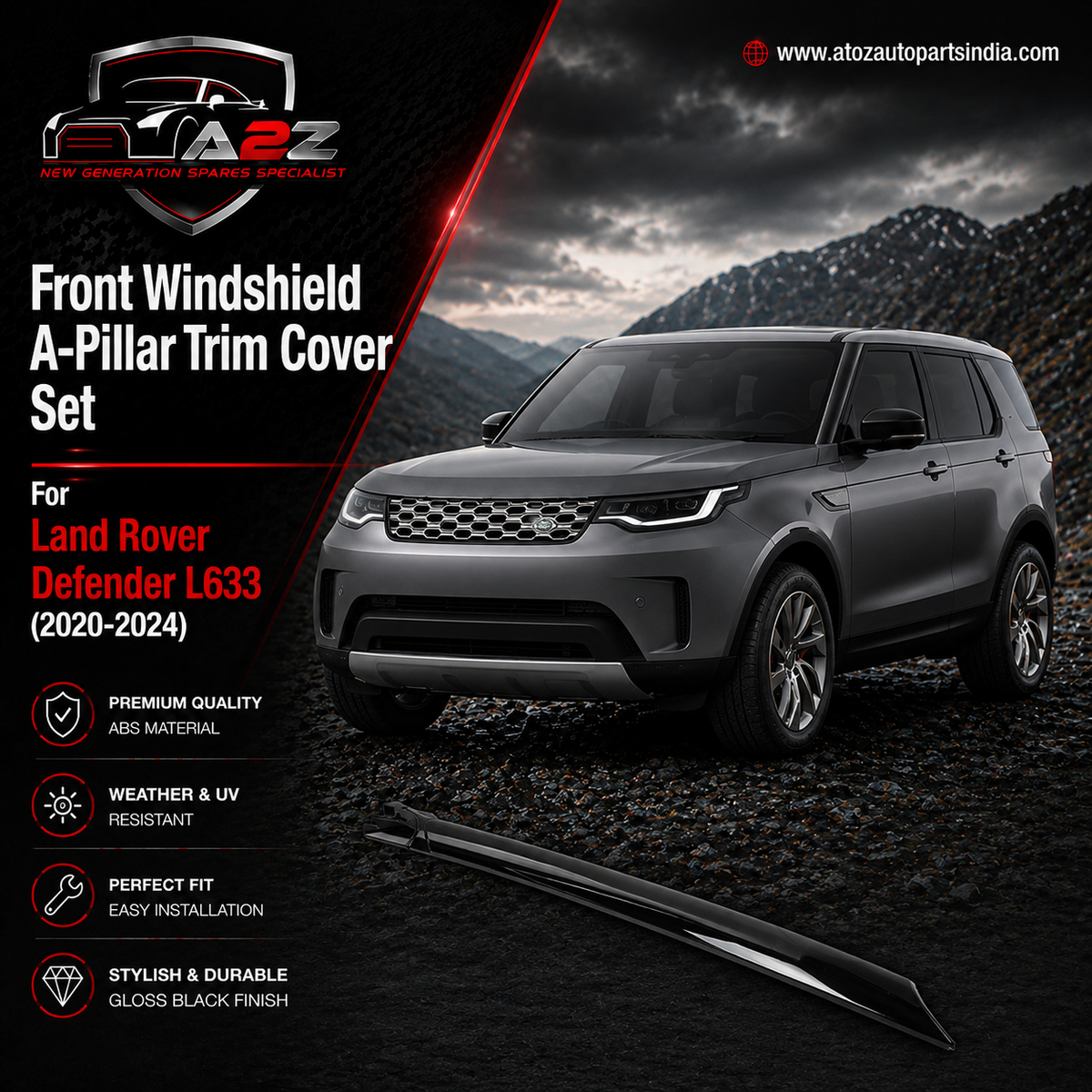 Front Windshield A-Pillar Trim Cover Set Right LR148855 LR083017 & Left LR148858 LR083018 Compatible With Land Rover Discovery 5 L462