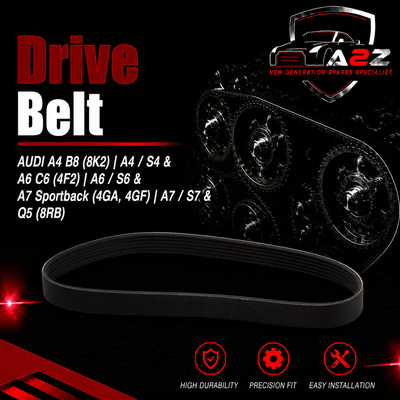 Belt 6PK2415 Compatible With AUDI A4 B8 (8K2) | A4 / S4 & A6 C6 (4F2) | A6 / S6 & A7 Sportback (4GA, 4GF) | A7 / S7  & Q5 (8RB)  Tag-BEL-19