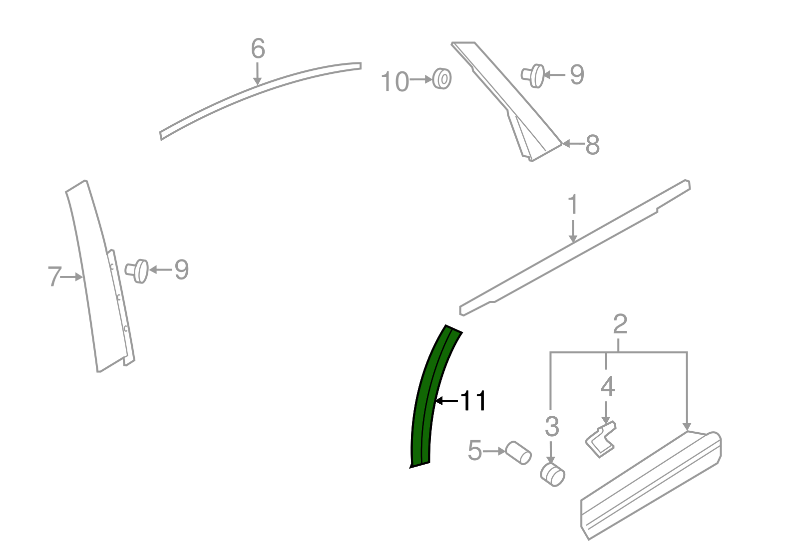 Front Right Wheel Arch (EYEBROW) 4M0854820HGRU Compatible With AUDI Q7 4M (2016-2020)