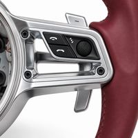 Burgundy Smooth Leather Steering Wheel Compatible With Porsche All Models