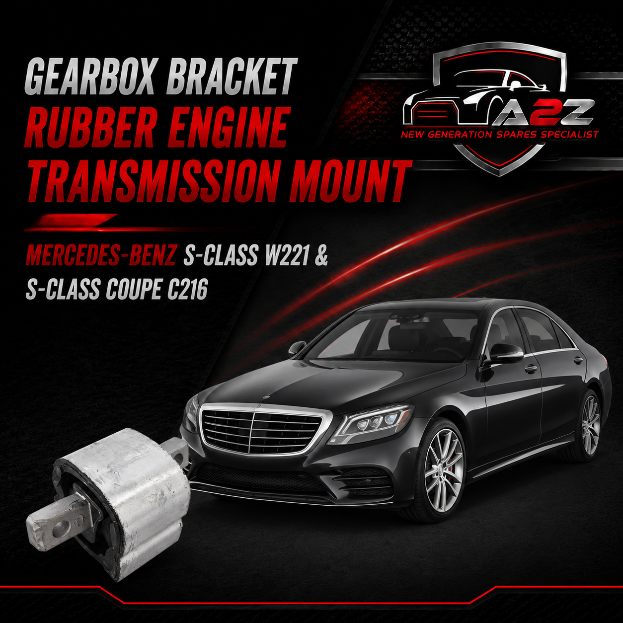 Gearbox Bracket Rubber Engine Transmission Mount 2212400918 Compatible With MERCEDES-BENZ S-CLASS W221 & S-CLASS Coupe C216