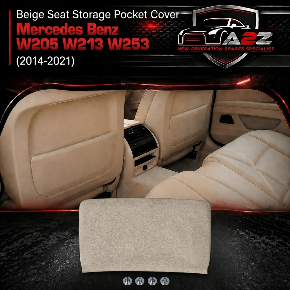 Beige Seat Storage Pocket Cover 20591053208T32 Compatible With Mercedes Benz C-CLASS W205 & E-CLASS W213 & GLC W253  & CLS W257