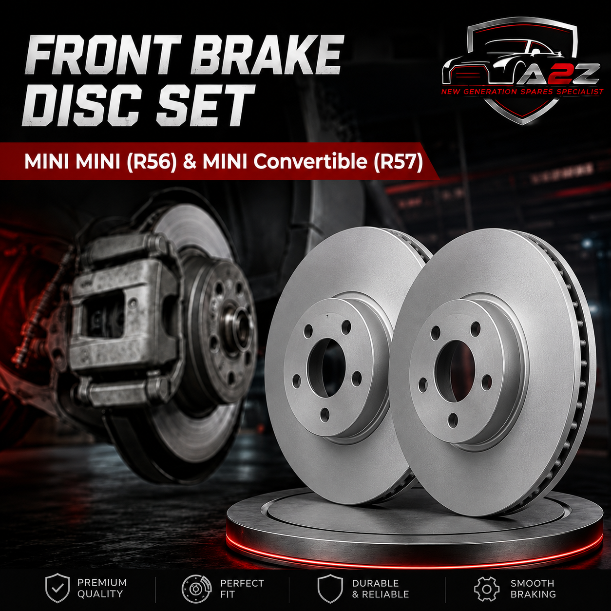 Front Brake Disc Set 34116858651 34116774985 Compatible With MINI MINI (R56) & MINI Convertible (R57)