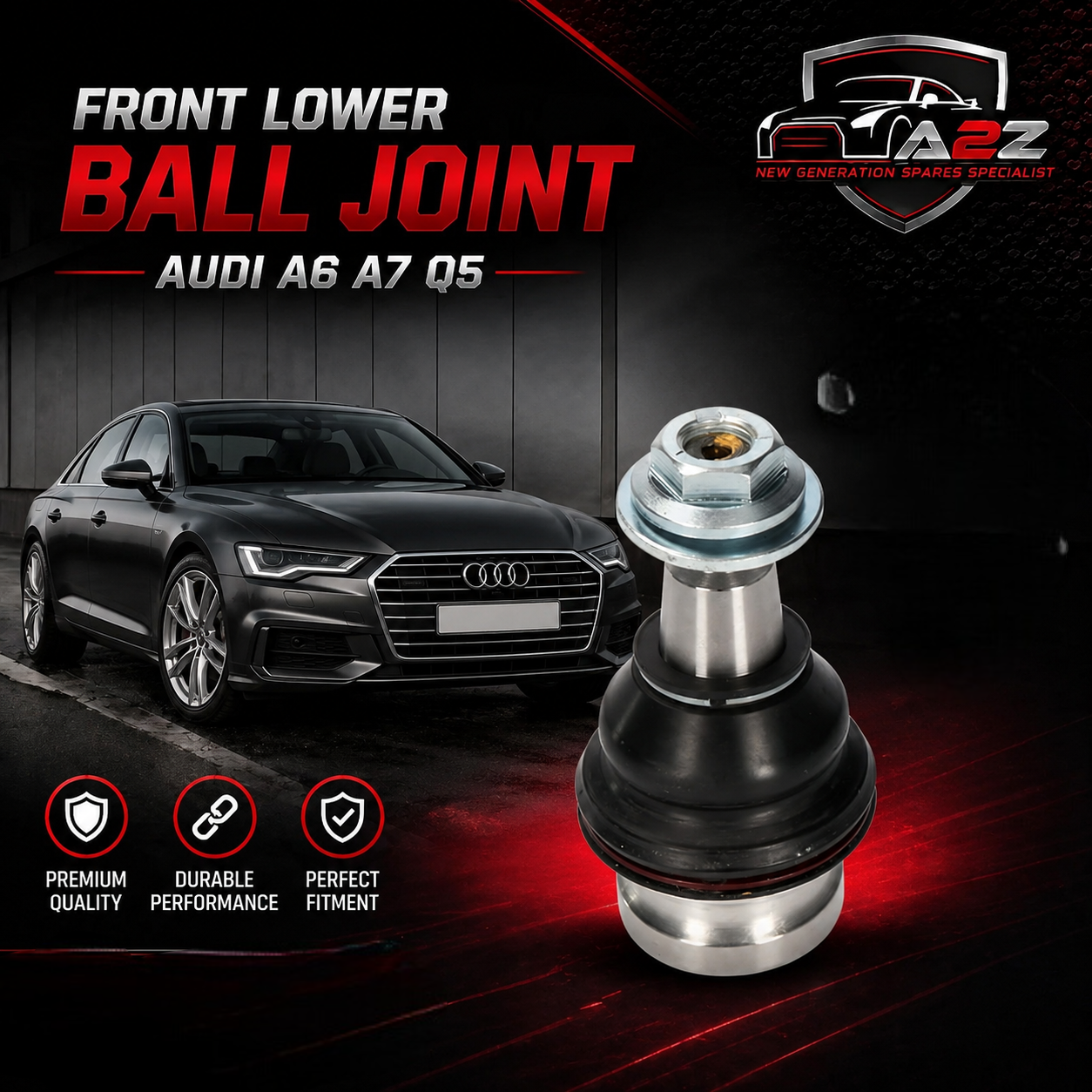 Front Lower Ball Joint  Right & Left 80A407689B Set Compatible With AUDI A6 A7 Q5