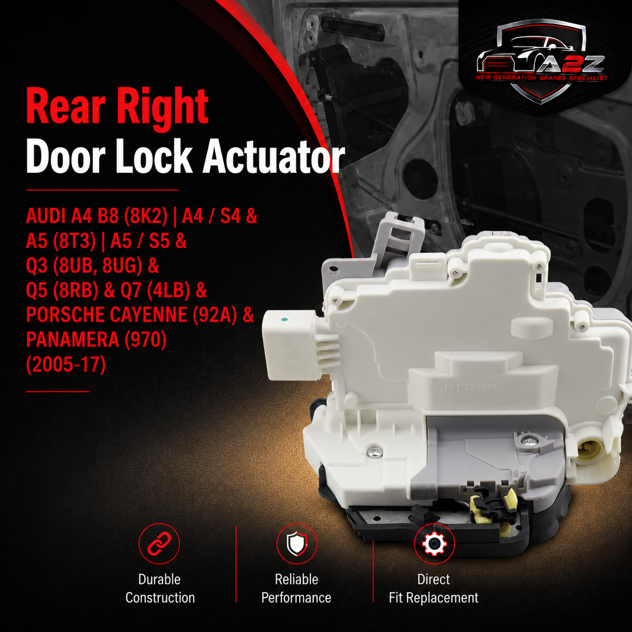 Rear Right Door Lock Actuator 8K0839016 Compatible With AUDI A4 B8 (8K2) | A4 / S4 & A5 (8T3) | A5 / S5 & Q3 (8UB, 8UG) & Q5 (8RB) & Q7 (4LB) & PORSCHE CAYENNE (92A) & PANAMERA (970)
