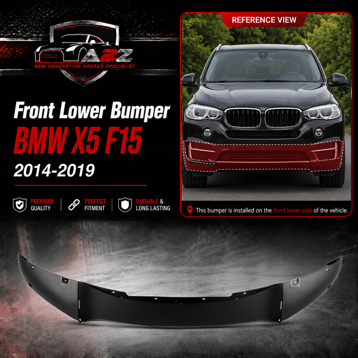 Front Lower Bumper 51117397413 Compatible With BMW  X5 F15 2014-2019 Tag No.491