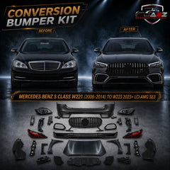 A To Z Compatible With Mercedes Benz S Class W221 (2006-2014) Το W223 2023+ Lci Amg S63 Upgrade Facelift Conversion Body Kit Bumper Hood Headlight Taillight CC-8542 (Shipping Cost Not Included In Price)