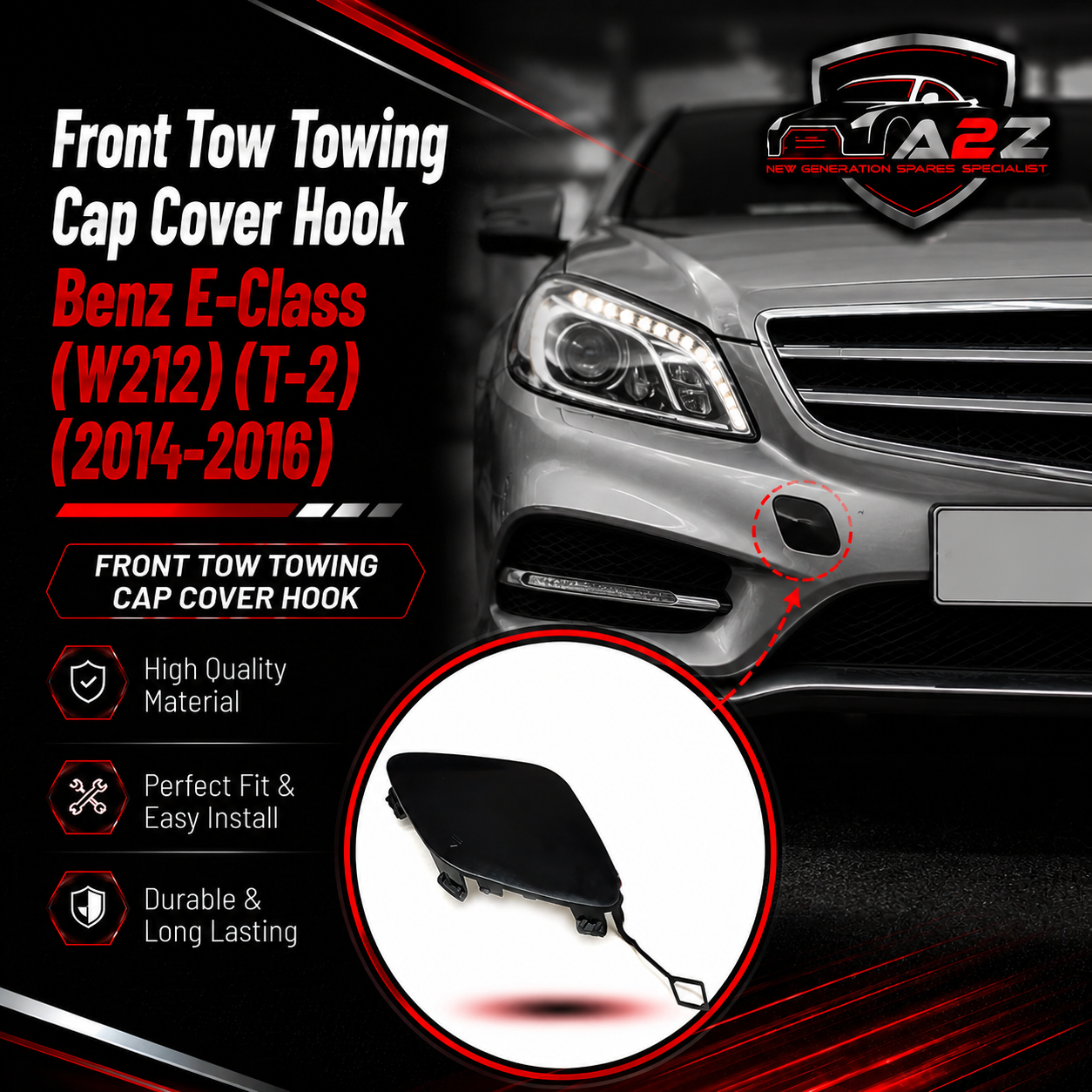 Front Towing Cap 2128850526 Compatible With Mercedes Benz E-Class (W212) (T-2) (2014-2016) Tag No.306