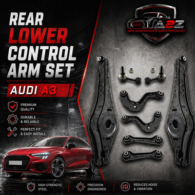 Rear Lower Control Arm (Set Of 8) 1K0505465C 1K0505323N 1K0501530B 1K0501529F 1K0505311H Compatible with AUDI A3 Limousine (8VS, 8VM) | A3 / S3 & Q3 (8UB, 8UG) & TT (8J3)