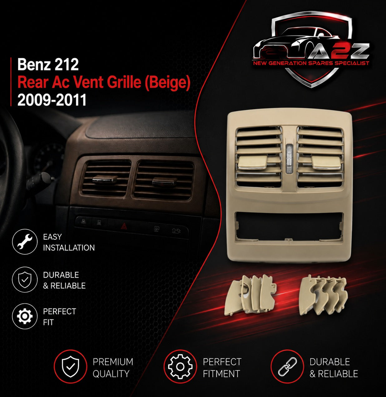 Rear Ac Vent Grille (Beige) 21283010541148 Compatible With  Benz 212 2009-2011