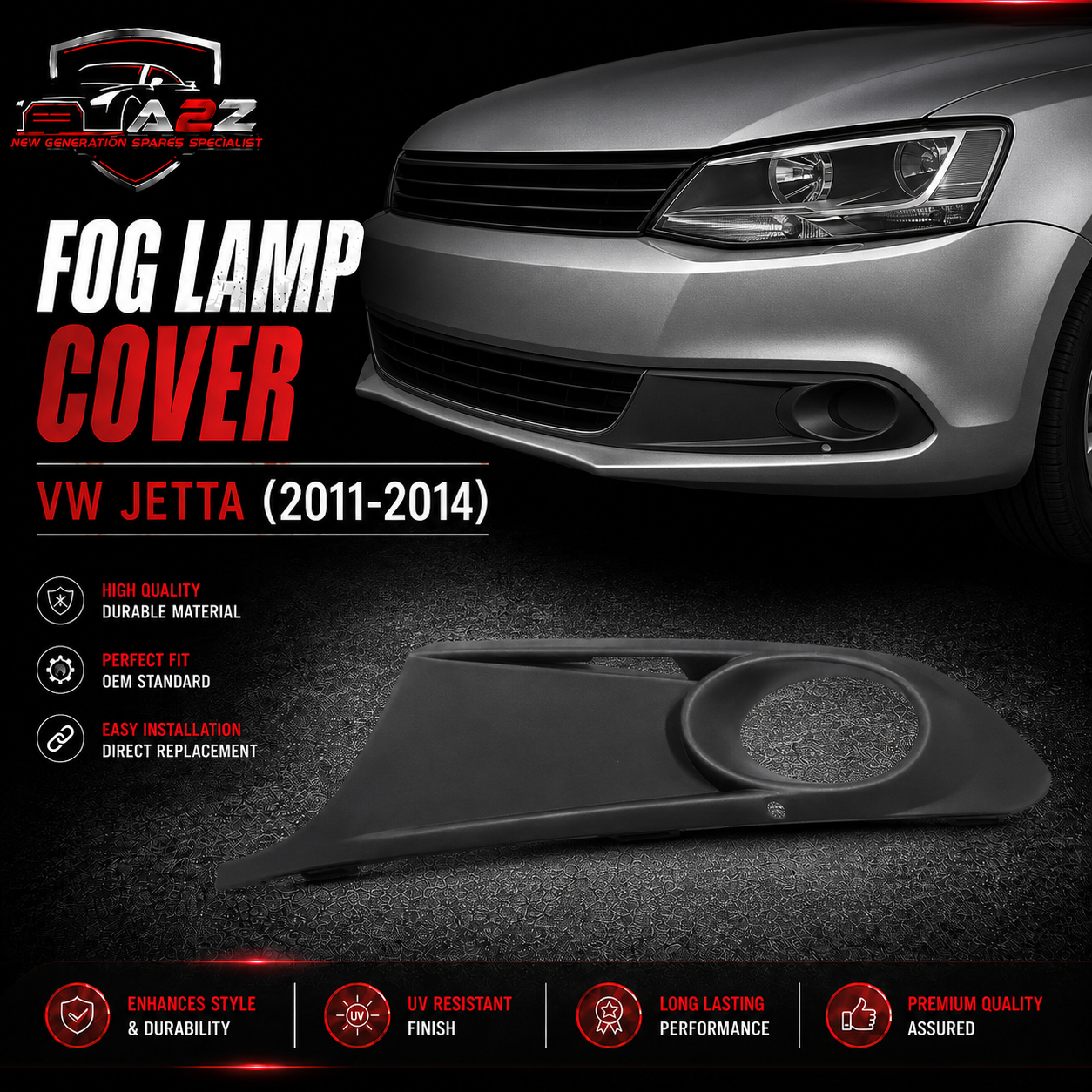 Fog Lamp Cover Left 5C6853665 & Right 5C6853666 Compatible With VW JETTA (2011-2014) No.133