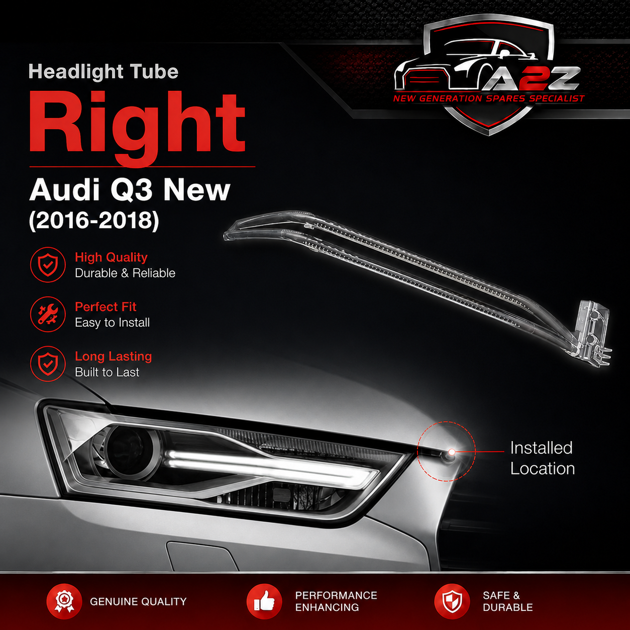 Headligth Tube Right 8U0941044C Compatible With Audi Q3 New  (2016-2018) Tag No.153