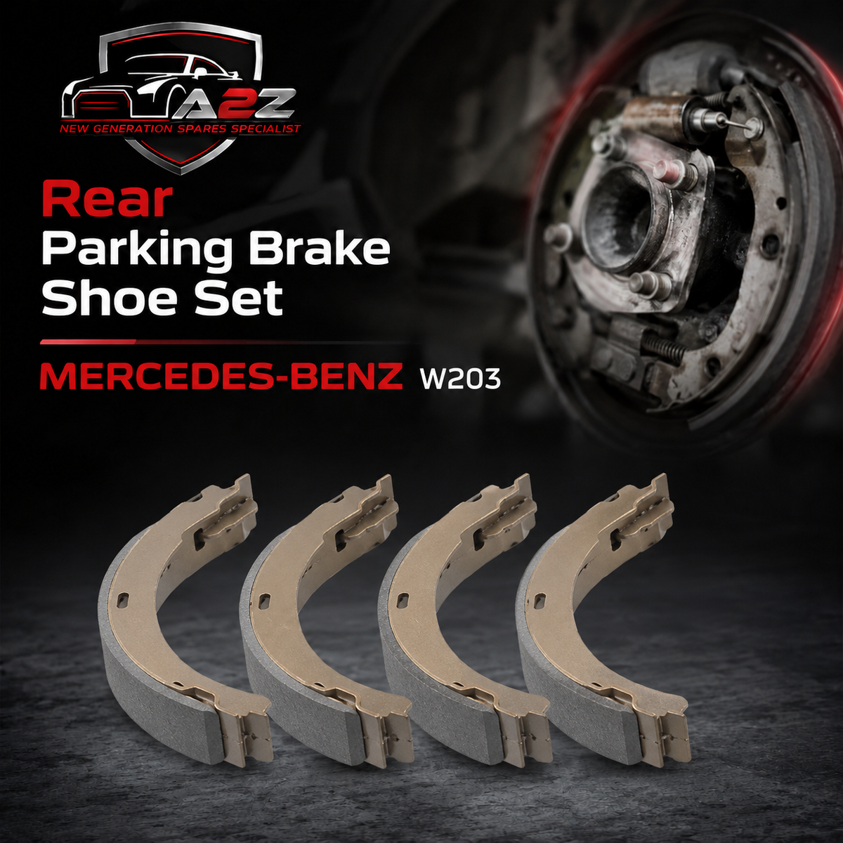 Rear Parking Brake Shoe Set 2034200120 A2034200120  4144200320 Compatible With MERCEDES-BENZ C-CLASS (W203) & CLK (C209) & SLK (R171)