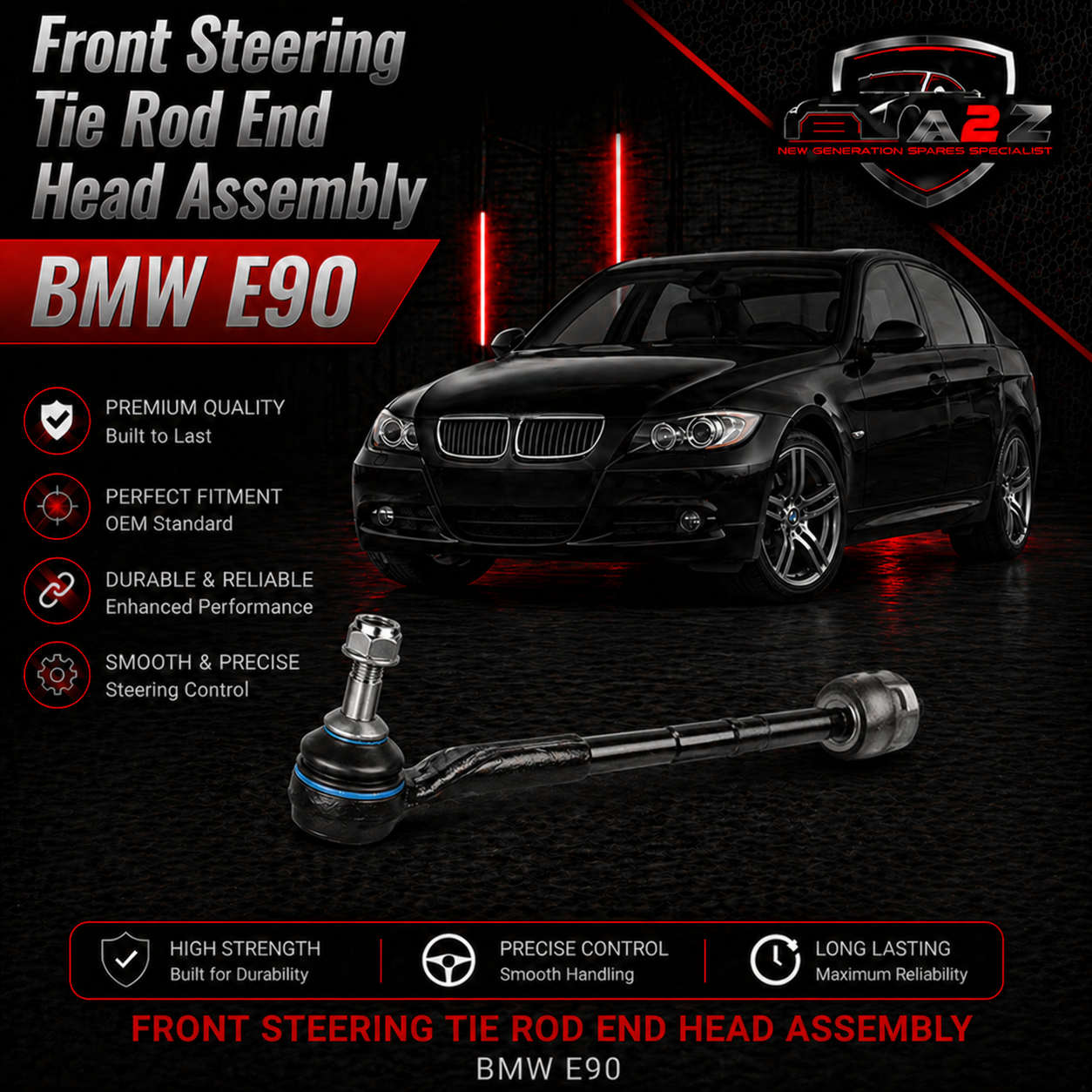 Front Steering Tie Rod End Head Assembly (Rack End & Tie Rod End) Left & Right 32216762243 32216762244 Compatible With BMW E90