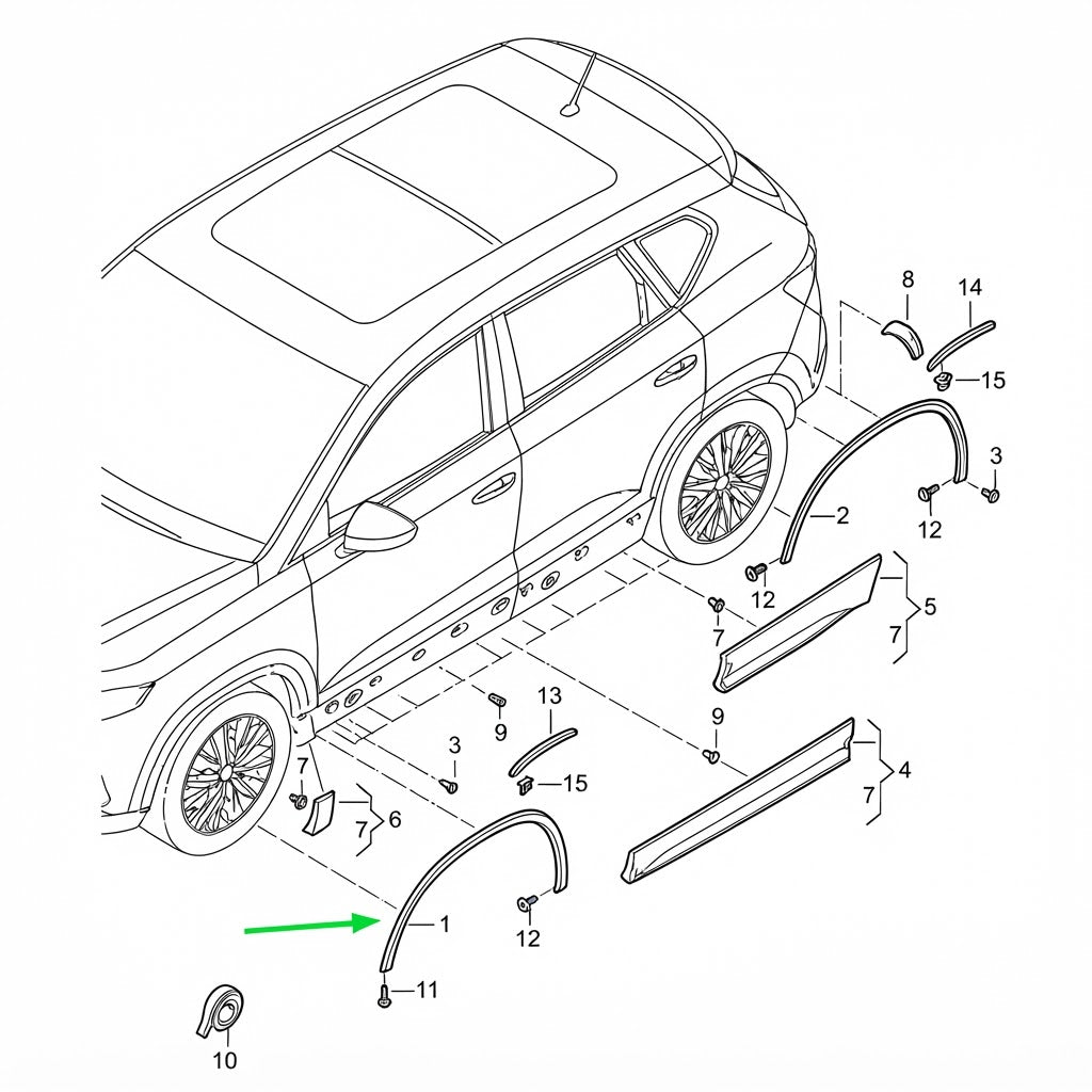 Front Left Wheel Arch (EYEBROW) 565853717 Compatible With Skoda Kodiaq