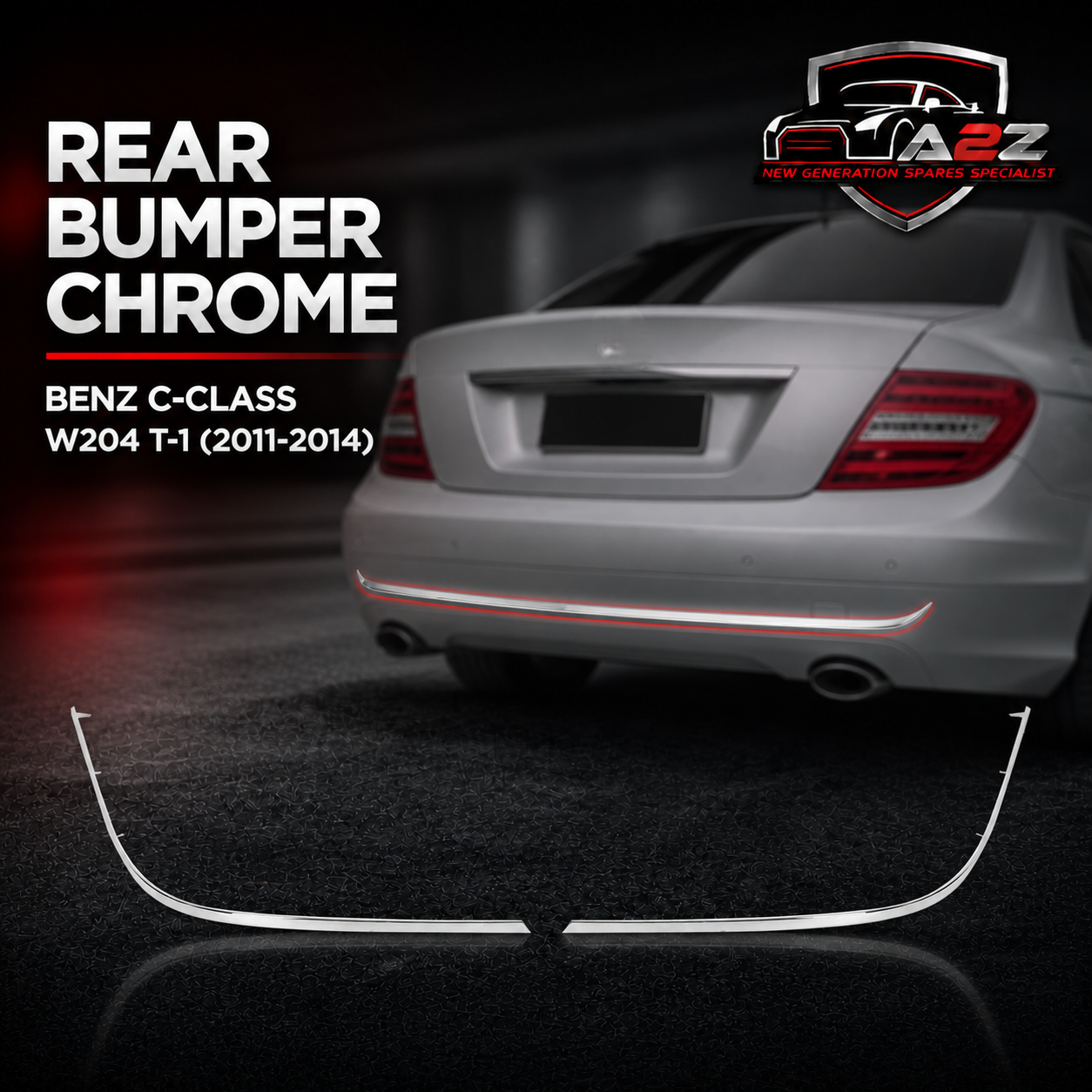 Rear Bumper Chrome Left 2048852921 & Right 2048853021 Compatible With MERCEDES BENZ C-CLASS W204 T-1 2011-2014 Tag No.122