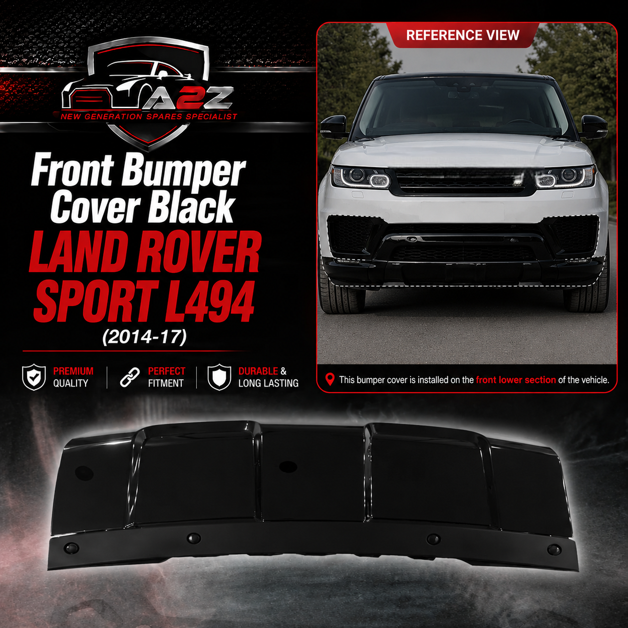 Front Bumper Cover Black LR045037 Compatible With LAND ROVER SPORT L494 (2014-17)