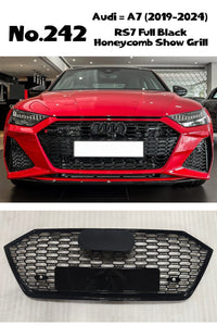 RS7 Full Black Honeycomb Show Grill Compatible With Audi = A7 (2019-24) Tag No.242