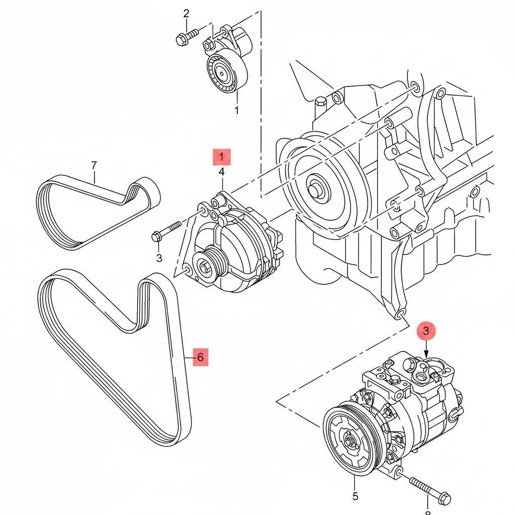 Multi Rib Belt 6PK1005 04E145933R Compatible With SKODA OCTAVIA III (5E3, NL3, NR3) (CONTINENTAL)