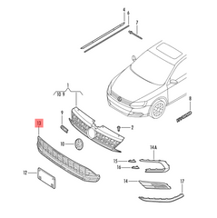 Front Bumper Grill 5C6853677 Compatible With Volkswagen  For JETTA Tag No.170