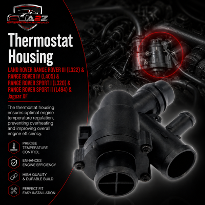 Thermostat Housing LR035124 AJ812976 Compatible With LAND ROVER RANGE ROVER III (L322) & RANGE ROVER IV (L405) & RANGE ROVER SPORT I (L320) & RANGE ROVER SPORT II (L494) & Jaguar XF Tag No.139