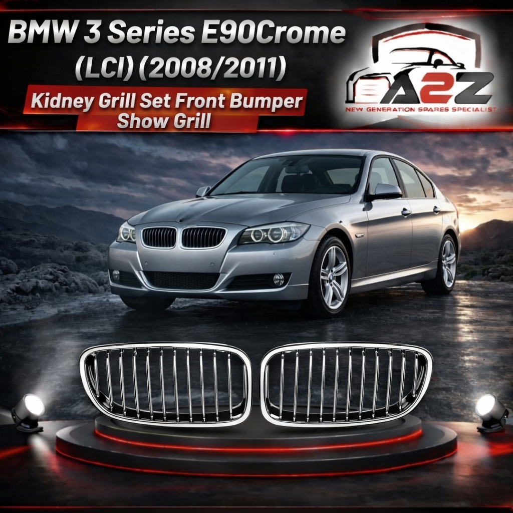 Crome (LCI) (2008/2011) Kidney Grill Set 51137201968=R.H, & 51137201967=L.H  Compatible With  BMW 3 Series E90  Tag 21