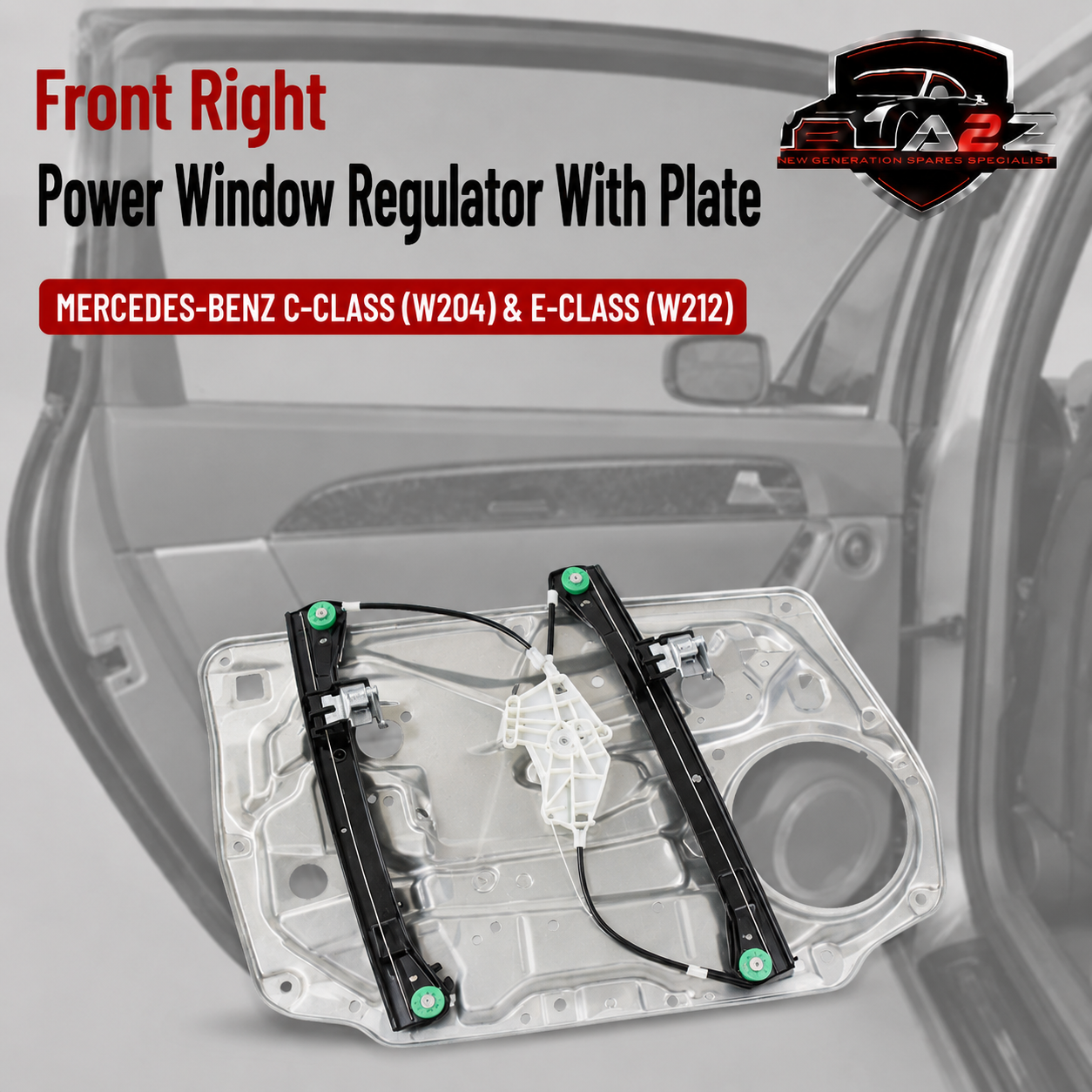 Front Right Power Window Regulator With Plate 2127201679 2047202579 A2127201679 Compatible with MERCEDES-BENZ C-CLASS (W204) & E-CLASS (W212)