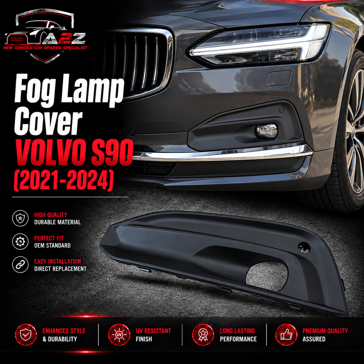 Fog Lamp Cover Left 32227351 & Right 32227352 Compatible With VOLVO S90 (2021-2024) Tag No.802