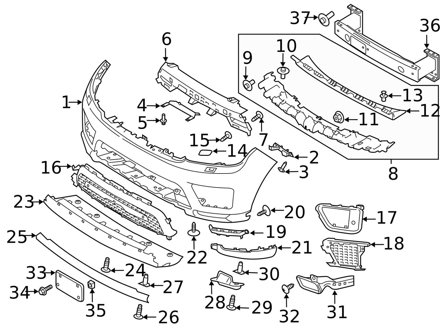 Front Bumper Spoiler Right LR099451 & Left LR099450 Compatible With Land Rover Range Rover Sport - L494 (2018-2022) Tag No.5