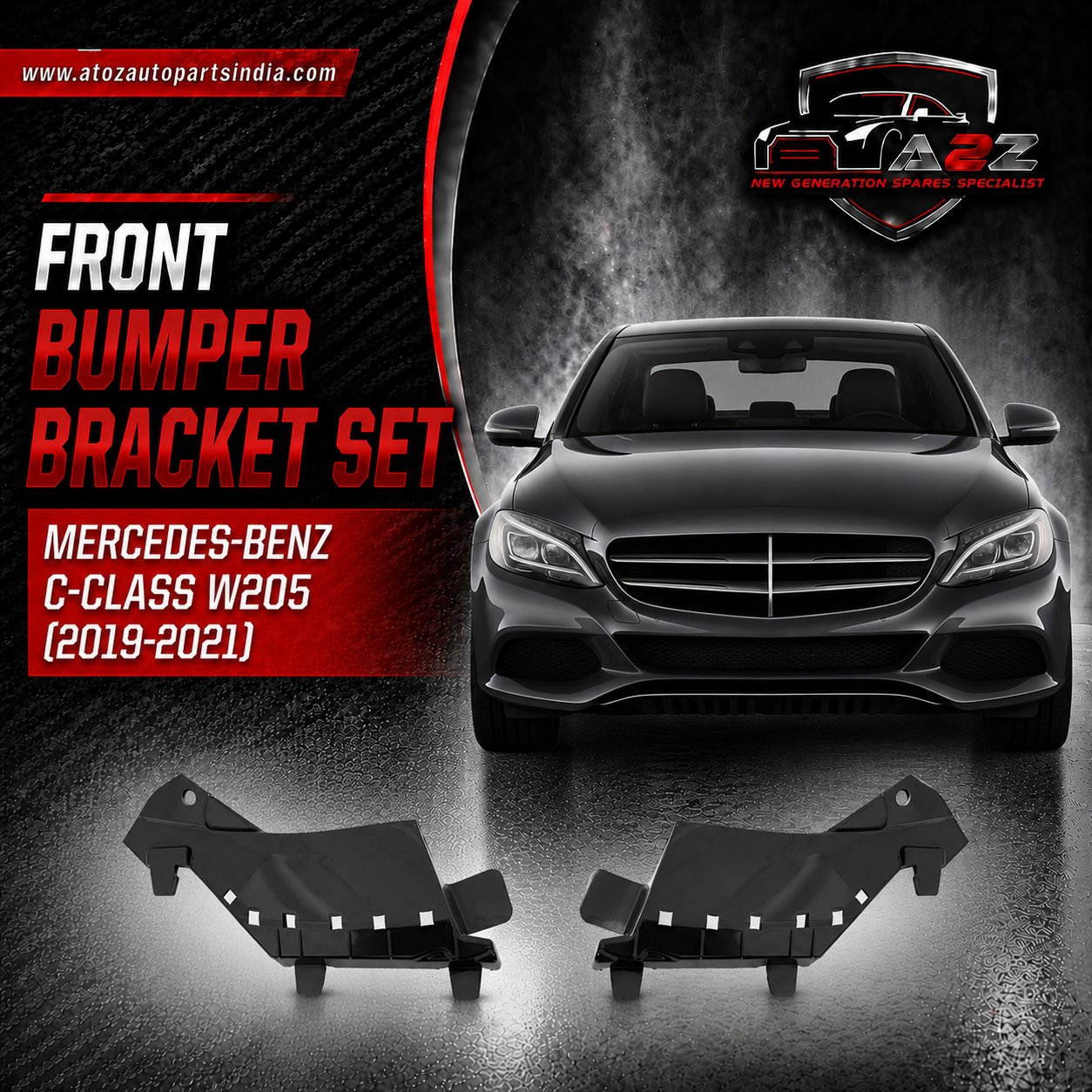 Front Bumper Bracket Left 2058855702 & Right 2058855802 Compatible With Mercedes-Benz C-CLASS W205 (2019-2021) Tag No.787