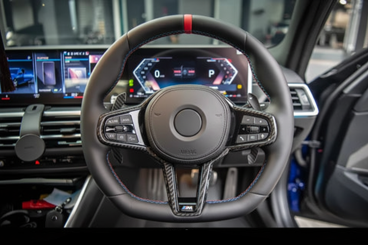 BMW Steering Wheel Leather & Carbon Strip Compatible With BMW G20