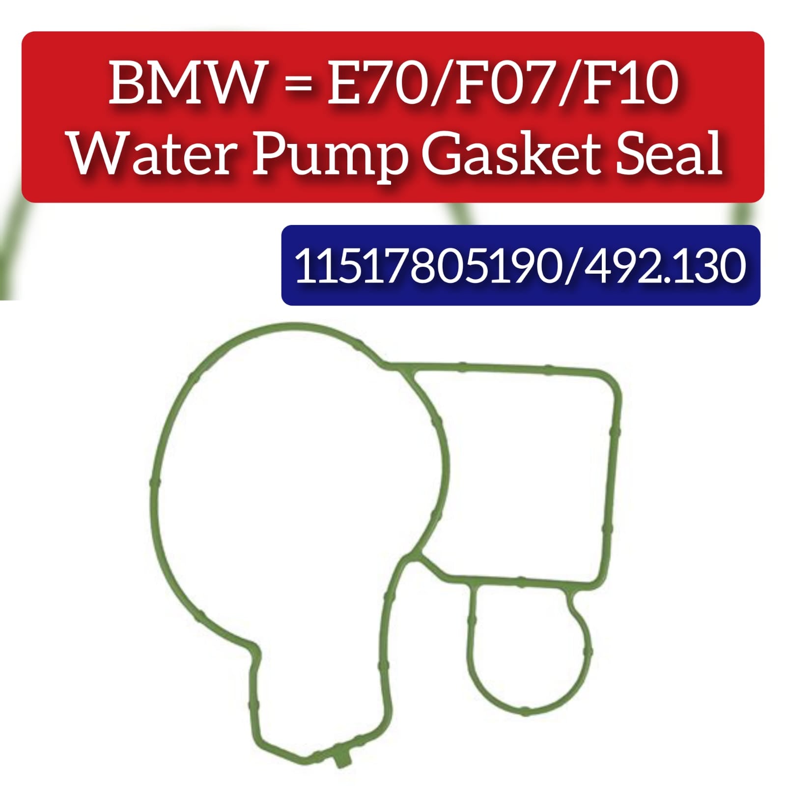 Water Pump Packing Gasket Seal 492.130 11517805190 Compatible With BMW 3-SERIES Convertible (E93) 5-SERIES (F10) 5-SERIES Gran Turismo (F07) 7-SERIES (F01, F02, F03, F04) X5 (E70) X6 (E71, E72)