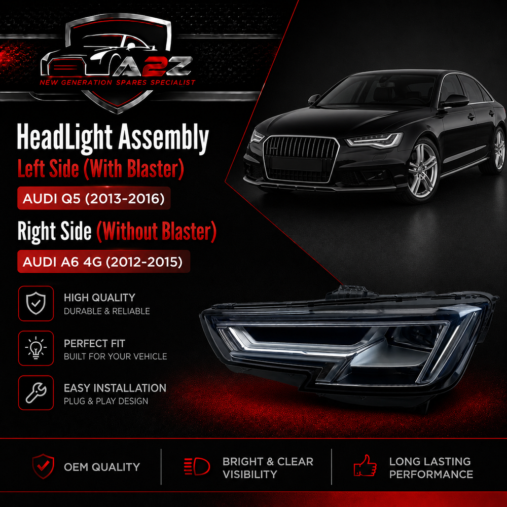 Headlight Headlamp Left Headlight Headlamp Left 4GD941005A & Right 4GD941006A (With Blaster) Compatible With AUDI Q5 (2013-2016)& Right 8RD941006B (Without Blaster) Compatible With AUDI A6 4G (2012-2015)