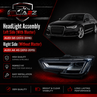 Headlight Headlamp Left Headlight Headlamp Left 4GD941005A & Right 4GD941006A (With Blaster) Compatible With AUDI Q5 (2013-2016)& Right 8RD941006B (Without Blaster) Compatible With AUDI A6 4G (2012-2015)