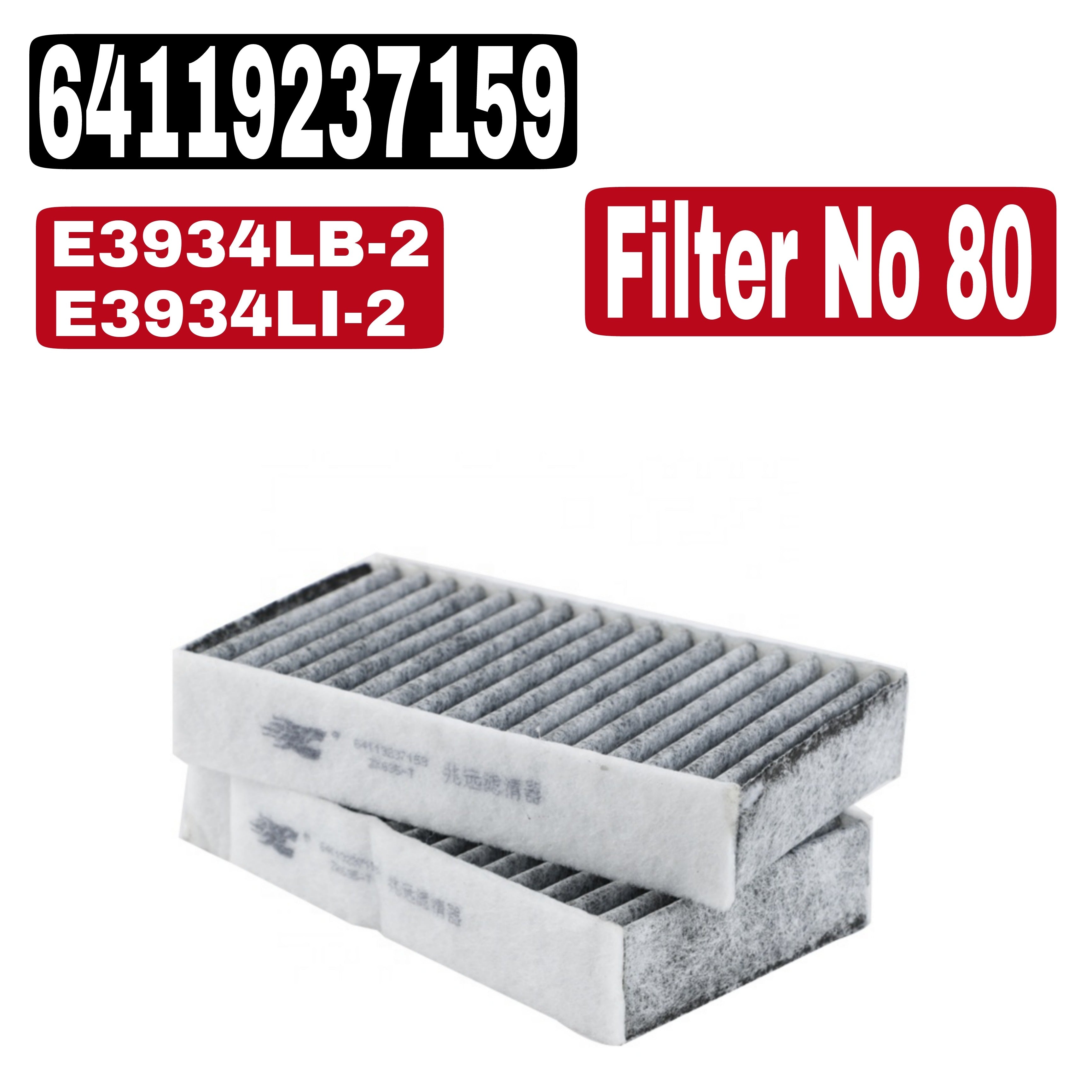 Air Filter  E3934LI-2 & 64119237159 & LA873/S Compatible With BMW X3 (F25)Tag 80