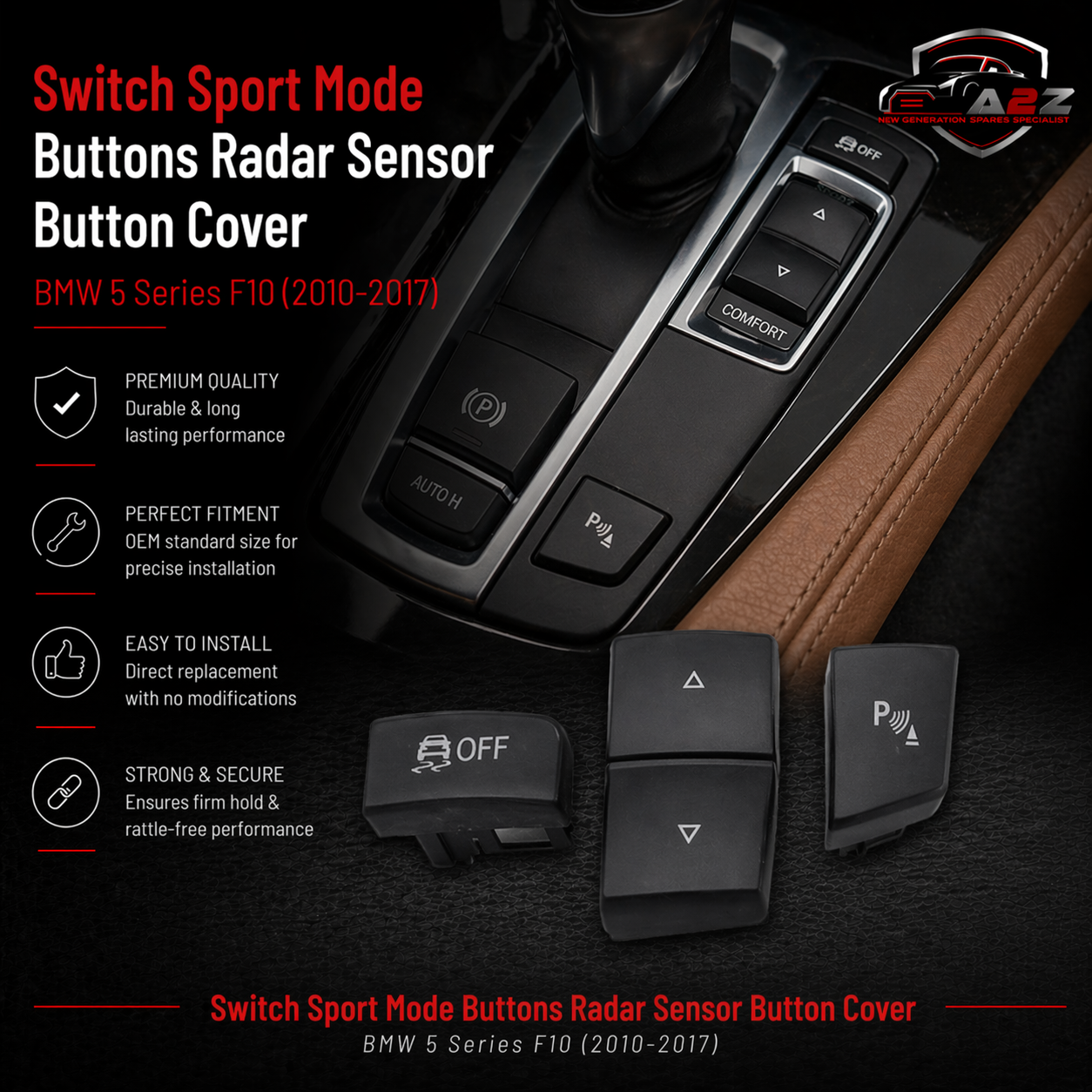 Switch Sport Mode Buttons Radar Sensor Button Cover 61319202952  Compatible with BMW  5 Series F10 & 6 Series F06 F12 & X3 F25
