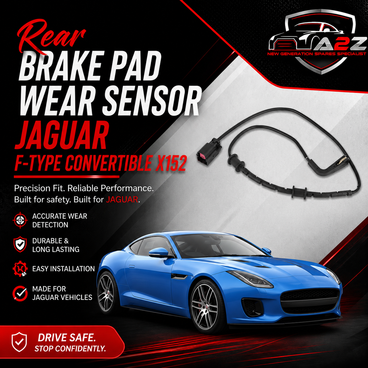 Rear Brake Pad Wear Sensor C2D29140 Compatible With JAGUAR F-TYPE Convertible X152