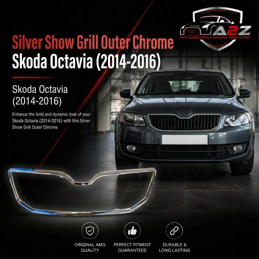 Silver Show Grill Outer Chrome 5E08537612ZZ Compatible With Skoda Octavia (2014-2016) Tag No.83