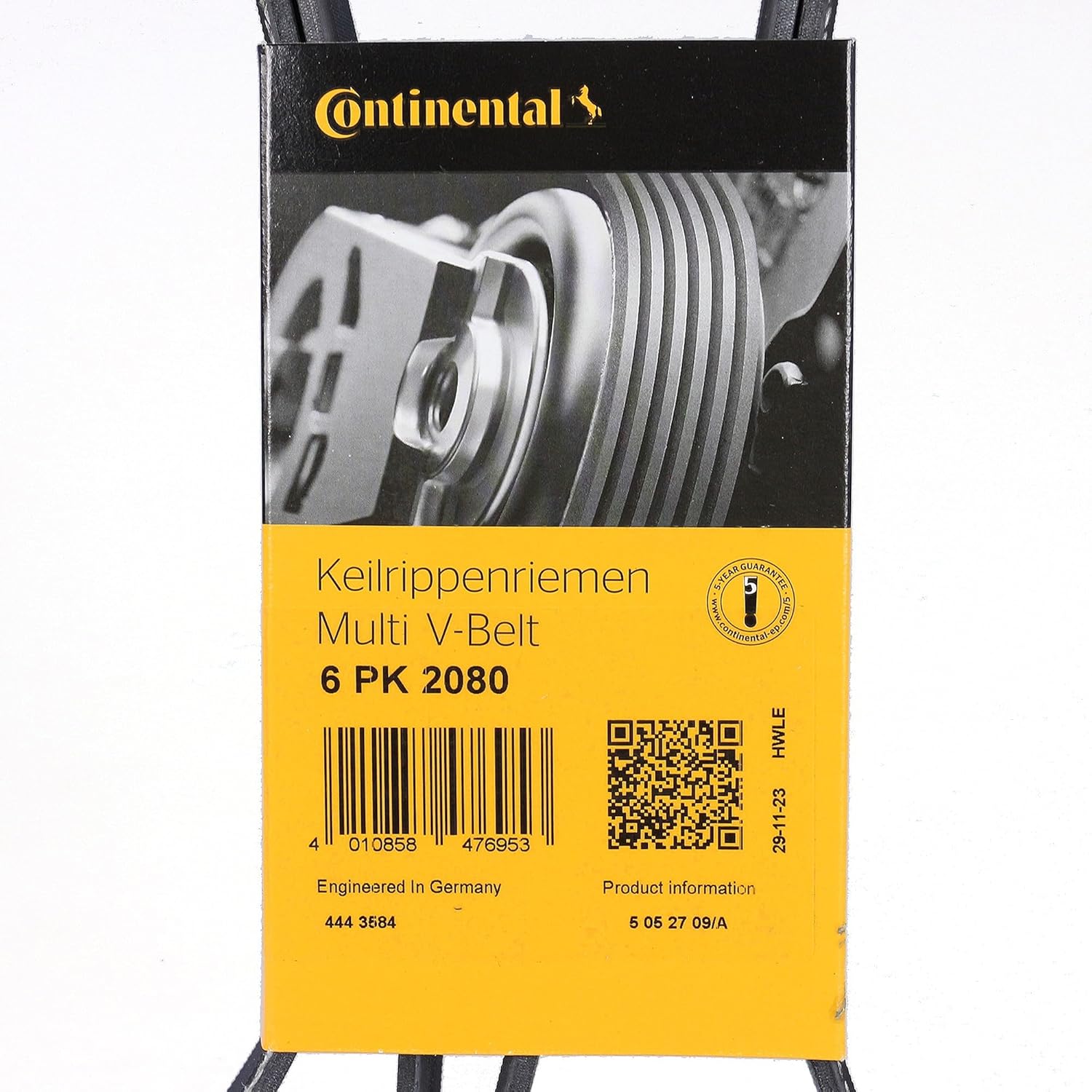 Multi Rib Belt 6PK2080 11287786075  11282339100 11282339148 2339100 2339148 Compatible With BMW 5 (E60) 7 (E65, E66, E67) (CONTINENTAL)