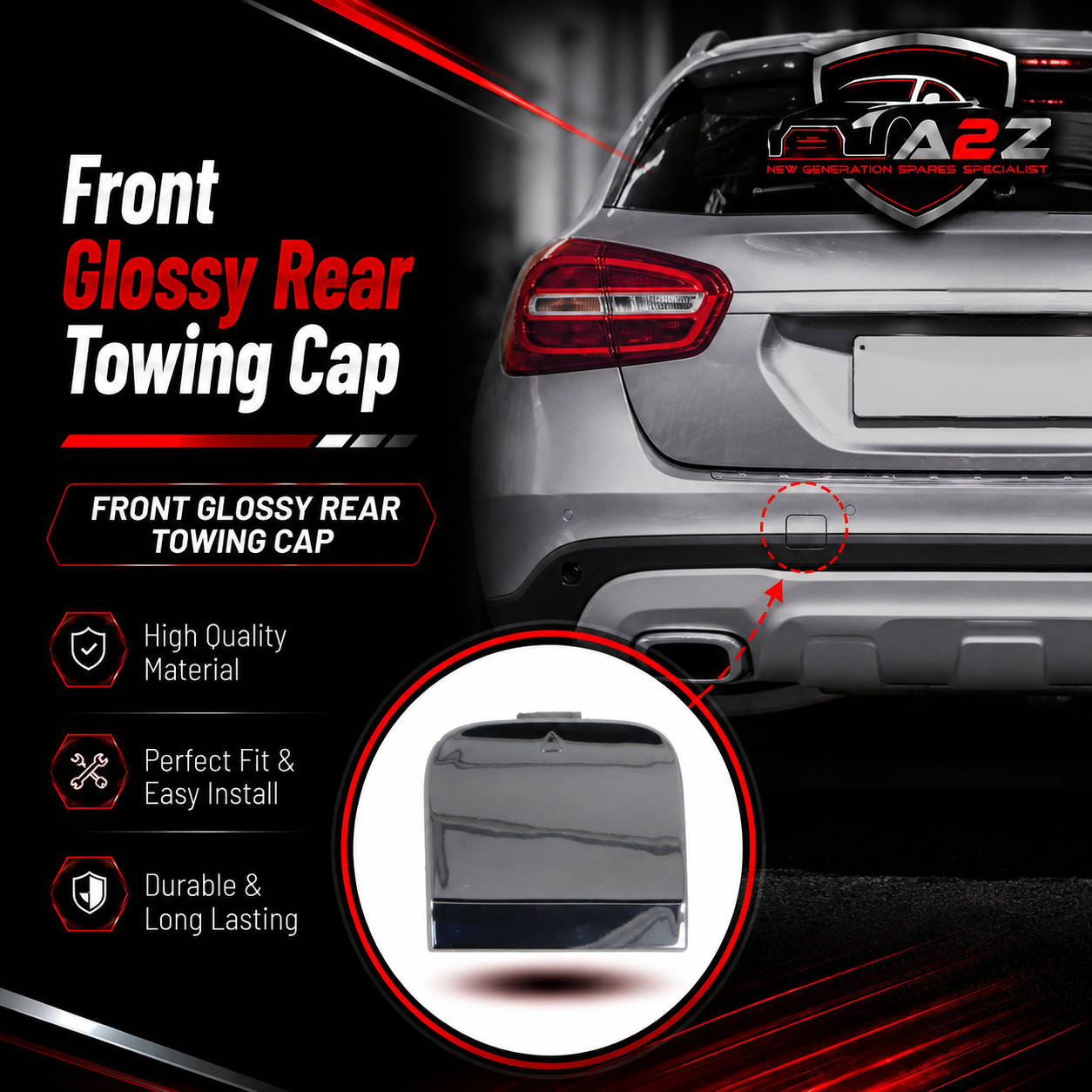 Matt Rear Towing Cap 1568853522 A1568853522 Compatible With Mercedes Benz GLA-Class (W156) (2014-2016) Tag No.216