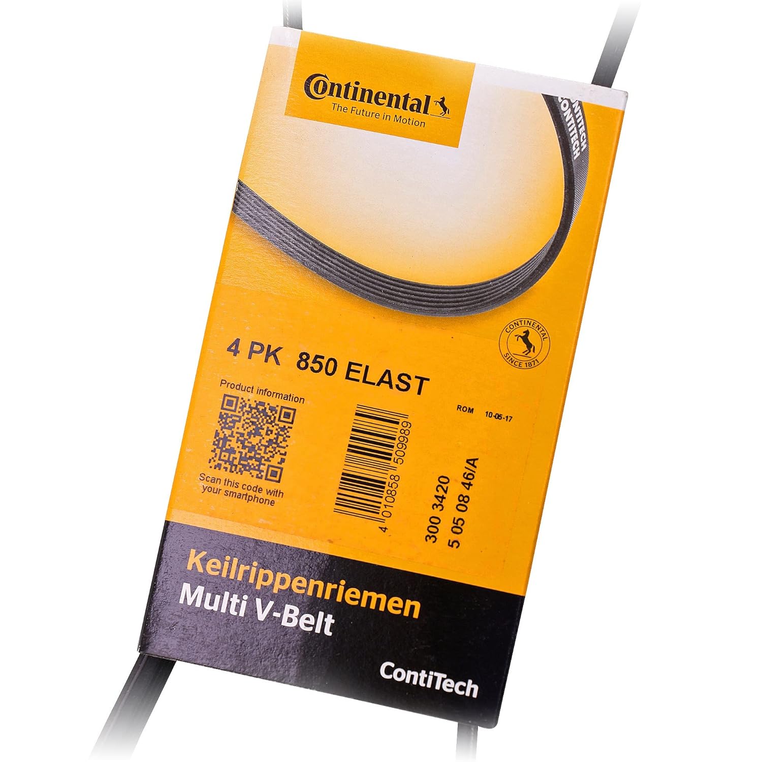 Elast Multi Rib Belt 4PK850 ELAST 11287631826 Compatible With BMW 5 (E60), 7 (E65, E66, E67) (CONTINENTAL)