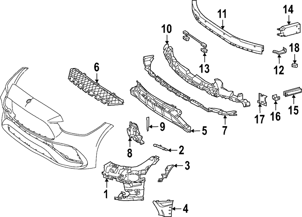 Front Bumper Bracket Left 2068855904 & Right 2068856004 Compatible With Mercedes-Benz C-CLASS W206 (2022-2025) Tag No.808