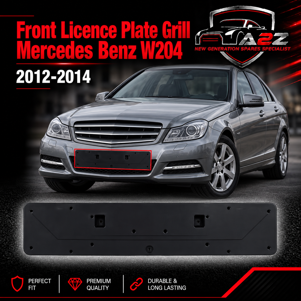 Front Licence Plate Grill 2048850281 Compatible With Mercedes Benz W204 2012-14 Tag No.348