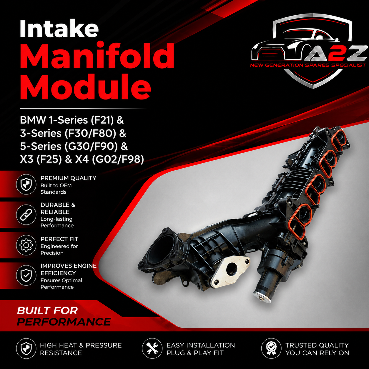 Intake Manifold Module 11618513655 8513655 Compatible With BMW 1-Series (F21) & 3-Series (F30/F80) & 5-Series (G30/F90) & X3 (F25) & X4 (G02/F98)