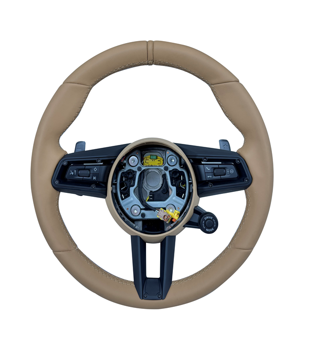 Beige Smooth Leather Steering Wheel Compatible With Porsche All Models